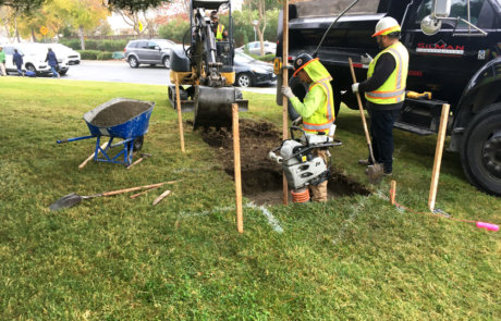 construction workers public works park project