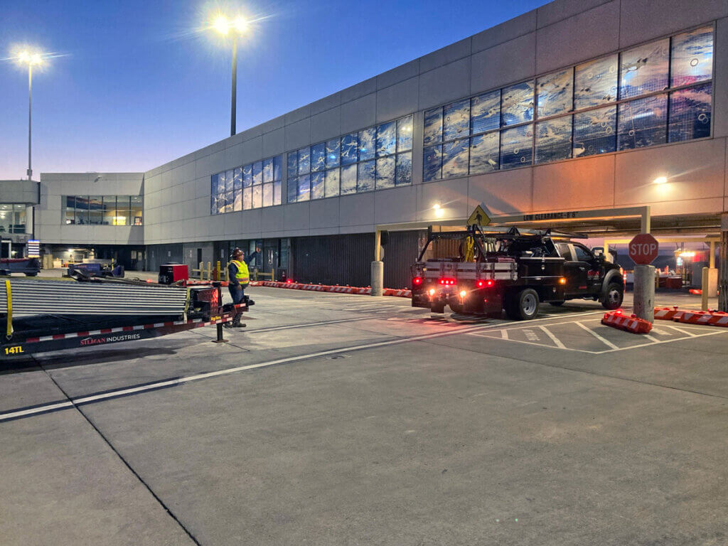 Site of completed airport operations project, tarmac view of Oakland International Airport