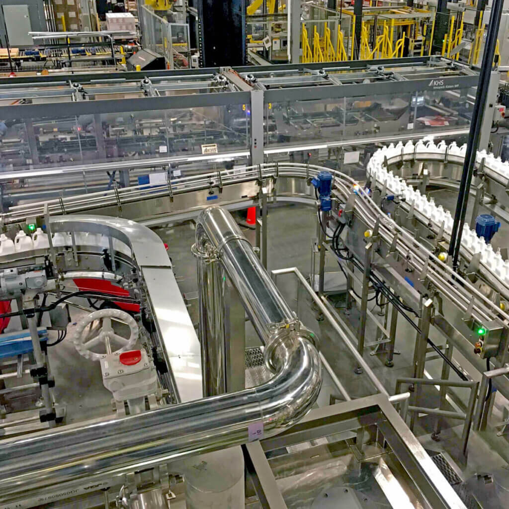 bottling system at dairy producer facility