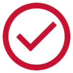 red check mark in a circle