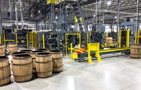 manufacturing material handling systems with barrels
