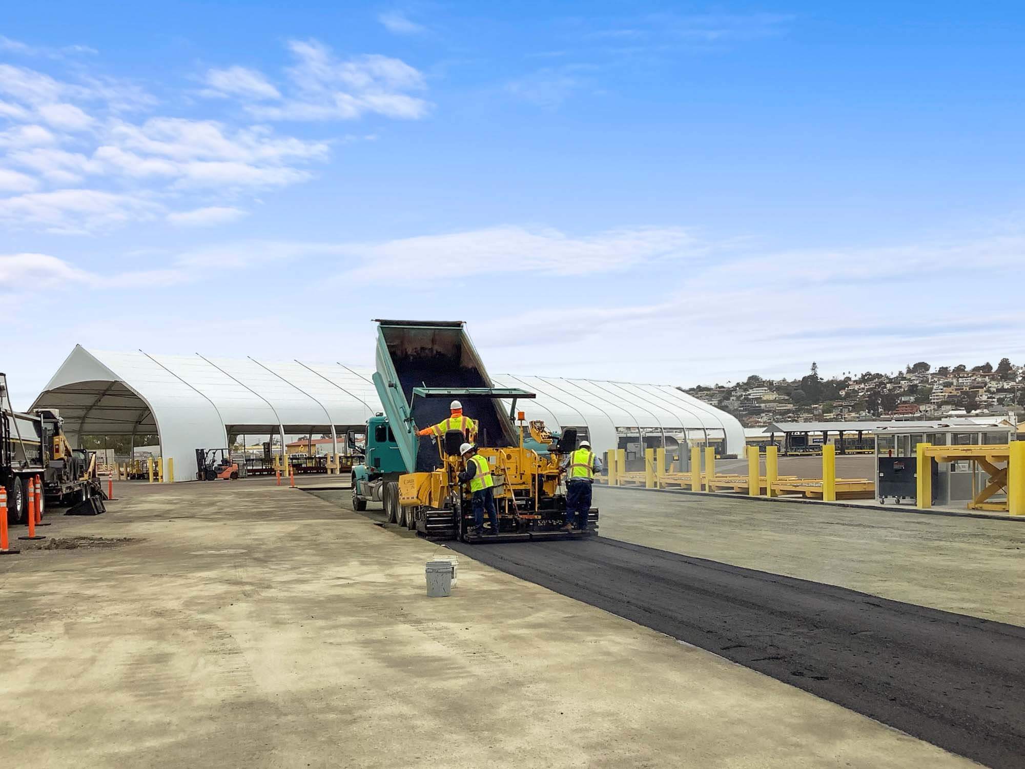 asphalt pour at air cargo terminal