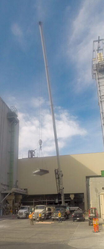 crane at stack damper installation