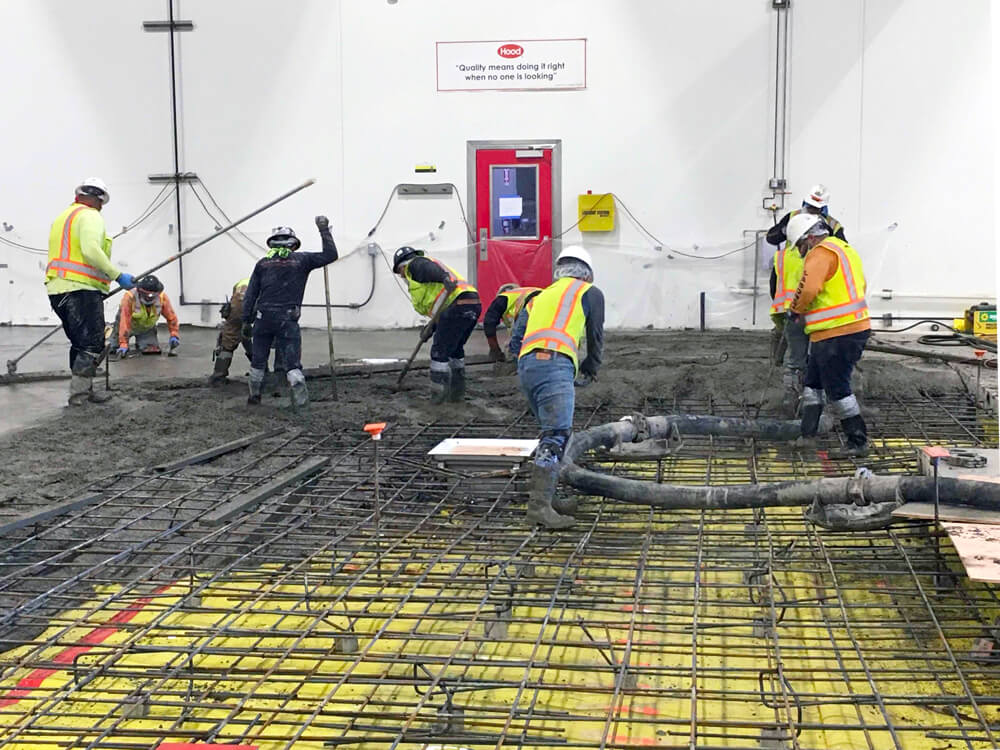 concrete construction at dairy production facility