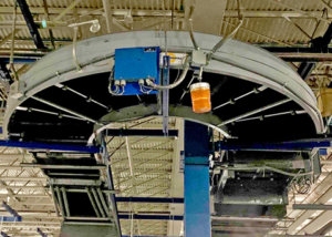 elevated interroll portec curve in distribution center