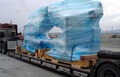 trade teams prepare industrial equipment transport and relocation