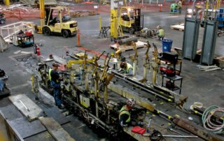 skilled trade teams decommissioning and dismantling auto manufacturing system