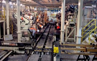 skilled trade teams decommissioning and dismantling auto manufacturing system