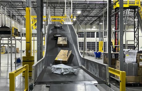 induction station for parcel handling system, conveyor design ontrac lasership