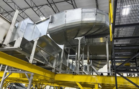 gravity chutes for parcel handling system,, conveyor design ontrac lasership