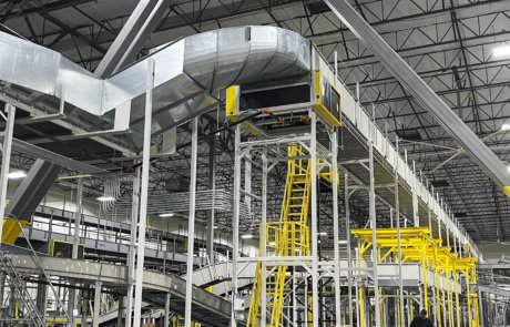 eleveated parcel handling system conveyor design ontrac lasership