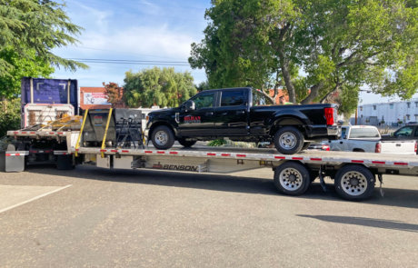 Ford f150 on flat bed, project mobilization