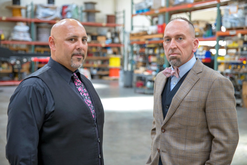 tom-rick-warehouse_QG6A2184_edit tom and rick in warehouse at main office