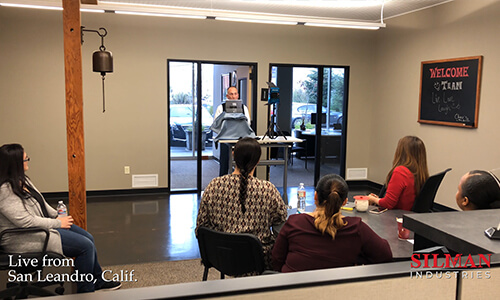 virtual team meeting in construction office