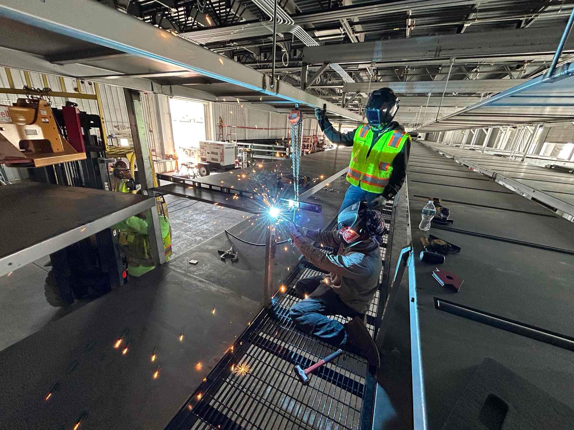 welding during conveyor system installatioin