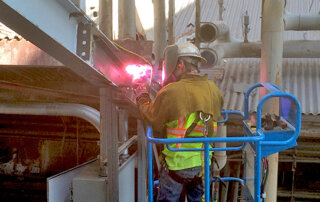welding during construction of industrial furnace