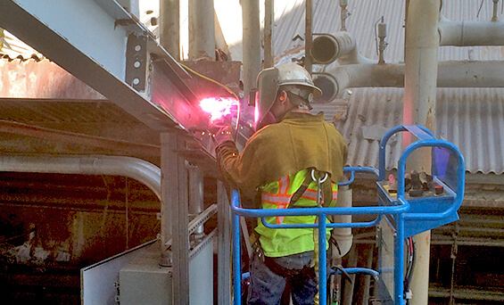 welding during construction of industrial furnace