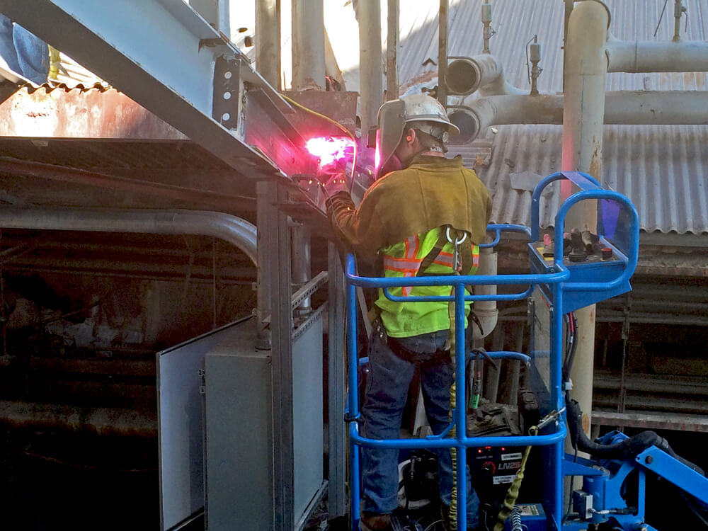 welding during construction of industrial furnace