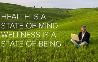 wellness month title with man in field